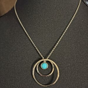 Avon Turquoise Pendant Double-Ring Necklace - Women Jewelry